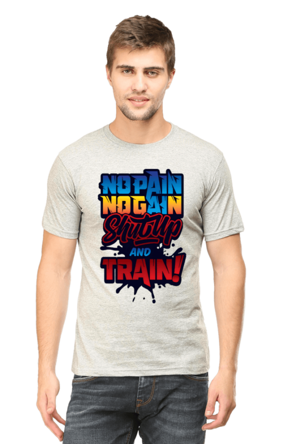 Round neck half T-shirt with No Pain No Gain Design